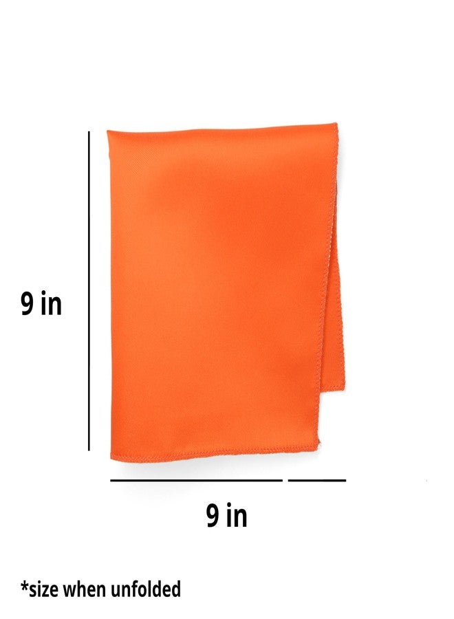 TieMart Tangerine Solid Color Pocket Square - Image 2